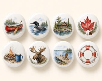 Canadian Ceramic Drawer Knobs/Lake Resort Cabinet Door Pulls/Maple Leaf Children room Handles/Moose Home Dresser Knob/Kitchen decor knobs