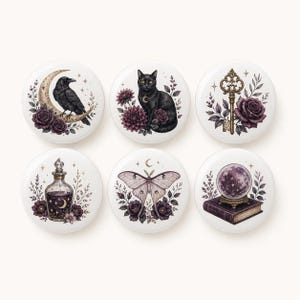 Plum Noir Arcana Ceramic Drawer Knobs/Raven Cat Butterfly Wardrobe knob/Dark Rose Cabinet Door Pulls/Home Dresser Knob/Children room Handles