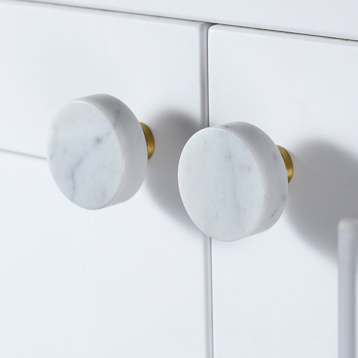 Marble knobs and Pulls black white/brass Drawer Knobs/luxury Etsy