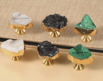 Unique natural crystal knobs/Irregular ore drawer knobs/Custom Engraved cabinet handles/Dresser Wardrobe door pulls/Cupboard Kitchen knobs