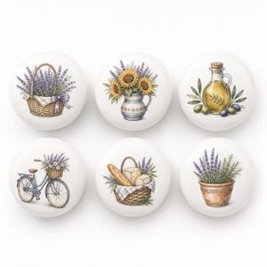 Provence Lavendel Keramik-Kommodenknöpfe/Schubladenknöpfe mit Sonnenblumenmotiv/Kinderzimmergriffe/Türgriffe für Schränke/Küchengriffe/Kleiderschrankgriffe