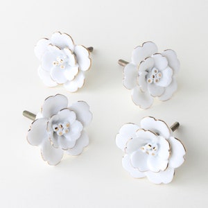 Classical Flower knobs and Pulls/White flower Drawer Knobs/Cabinet Pulls/Wardrobe Pull /offices Knob /cafes Knob /restaurant Knob image 1