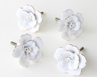 Classical Flower knobs and Pulls/White flower Drawer Knobs/Cabinet Pulls/Wardrobe Pull /offices Knob /cafes Knob /restaurant  Knob