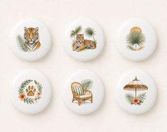 Ceramiczne gałki do szuflad Golden Tiger / Uchwyty do szafek Palm Door / Uchwyty do pokoju dziecięcego Tropical / Gałka do szafy z trzciny / Gałka do komody domowej