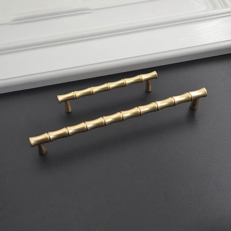 Bamboo Lever Brass Knobs and Pulls/ Plant Bamboo Drawer Etsy