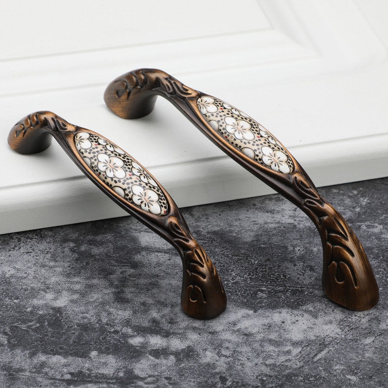 Retro Ceramic Drawer Pulls/ Plum Blossom Mosaic Ceramics Etsy Canada