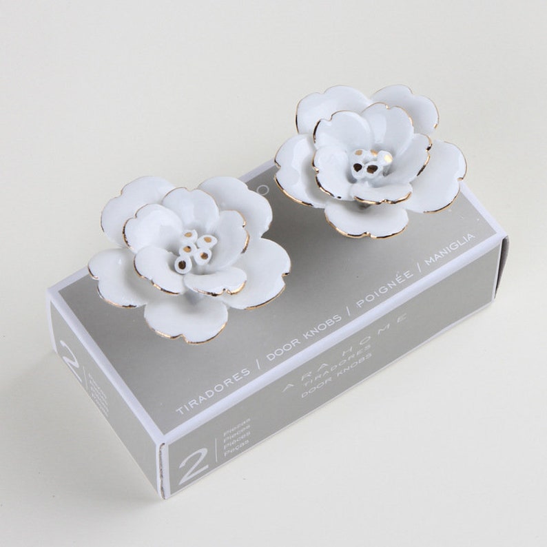 Classical Flower knobs and Pulls/White flower Drawer Knobs/Cabinet Pulls/Wardrobe Pull /offices Knob /cafes Knob /restaurant Knob image 6