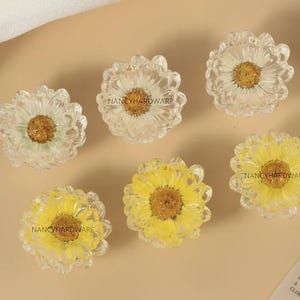 Daisy resin knobs and Pulls/Flower Drawer Knobs/Custom Engraved Clear Daisy Cabinet Pulls/Wardrobe Kitchen Handles/Closet Nursery room knobs