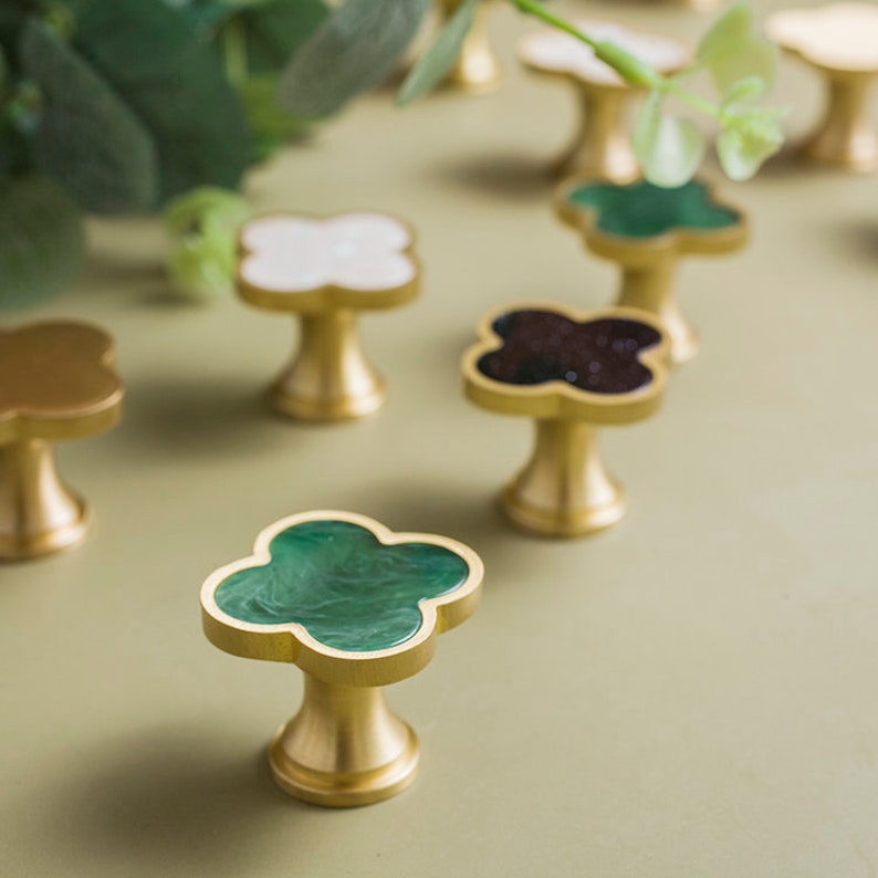 Clover brass knobs and Pulls/Nature shell Drawer Knobs/ Cowhide Clove Cabinet Pulls/Wardrobe Pull/offices Knob /cafes Knob /restaurant Knob image 7