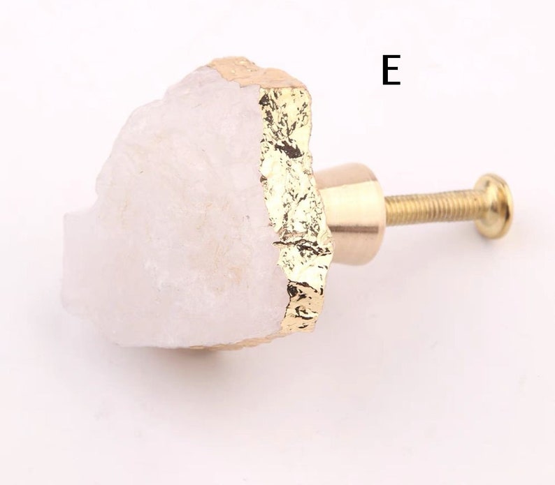 Natural crystal edging gold single-hole home knobs/ Drawer Pulls /Cabinet Pulls/Wardrobe Pull/Irregular crystal Knob /restaurant Knob image 4
