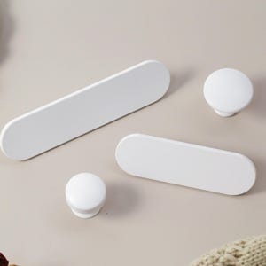 Warm white cabinet handles modern minimalist drawer pulls Custom Engraved wardrobe door pulls Closet One hole knob Nursery room Drawer knobs