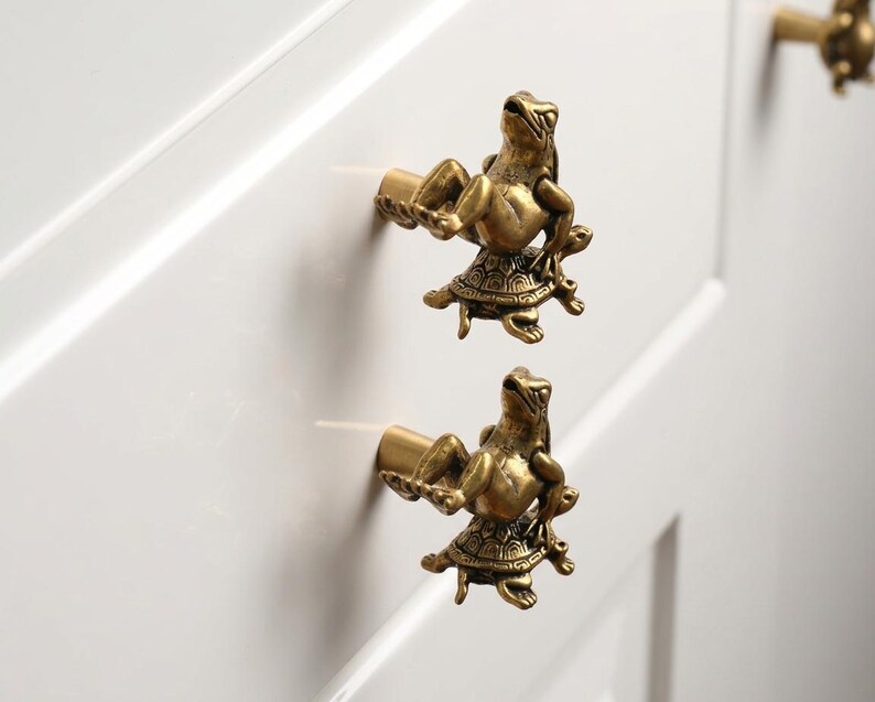 Frog and Turtle knobs and Pulls/Drawer knobs/Custom Engraved Cabinet Pulls/Wardrobe Door Pulls/Kitchen Knobs/Nursery decorative handles image 3