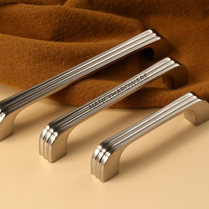 Bright chrome line Drawer Handles/Brushed Chrome Kitchen Pulls/Custom Engraved Cupboard handles/Wardrobe Cabinet Pulls/Door Dresser Knobs