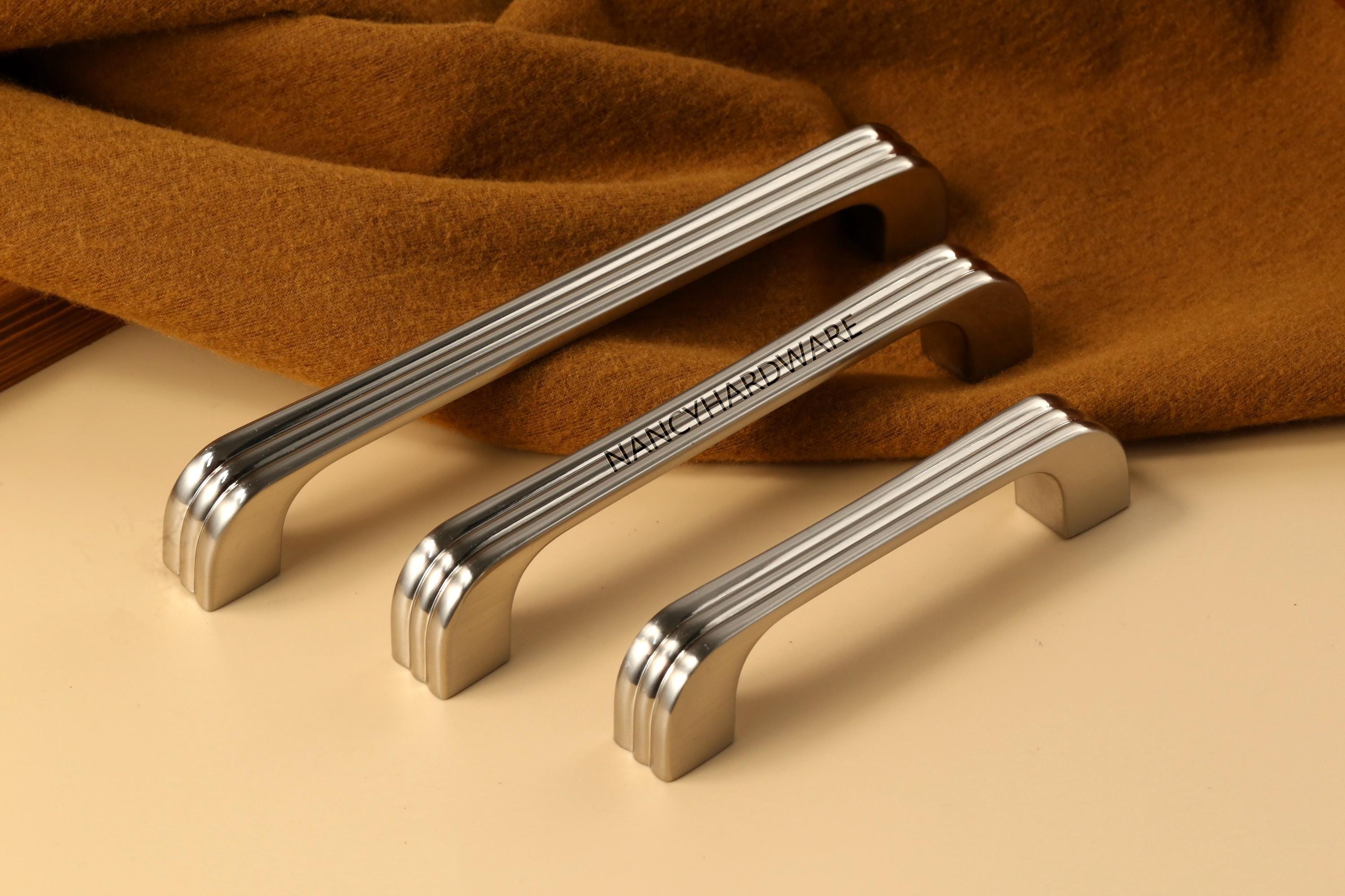 Bright chrome line Drawer Handles/Brushed Chrome Kitchen Pulls/Custom Engraved Cupboard handles/Wardrobe Cabinet Pulls/Door Dresser Knobs