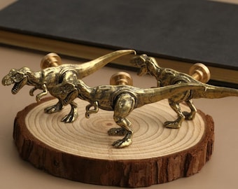Vintage Brass T-Rex Cabinet Knob,Dinosaur Drawer Pull,Furniture Handle,Kids Room Cabinet Hardware Dinosaur Decor,Nursery Dresser Knob