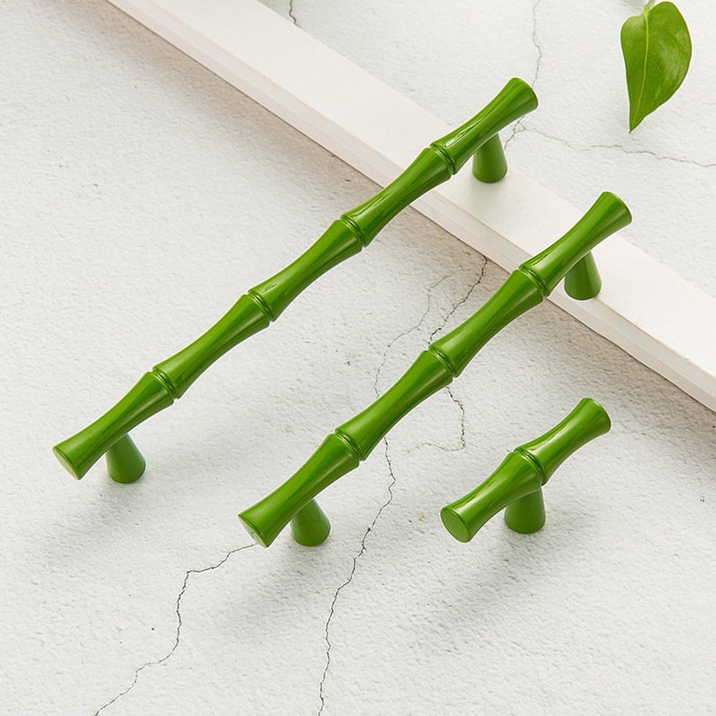 Bamboo Knobs and Pulls/plant Bamboo Drawer Knobs/zinc Alloy Etsy