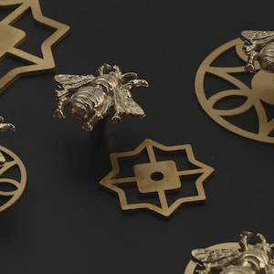 Perillas y tiradores de latón con forma de abejorro, perillas para cajones, tiradores para gabinetes, tiradores para armarios con grabados personalizados, manijas de puertas únicas, perillas para oficinas, manijas para cafeterías.