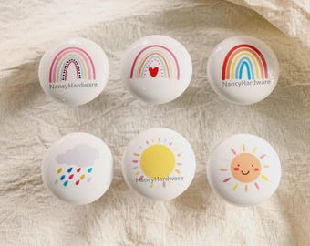 Weather Ceramics Drawer Knobs for kids/children Drawer Pulls for nursery/Custom Engraved Cabinet Pulls/Wardrobe Pull/Cute nursery room knob