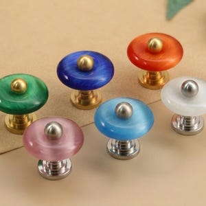Opal Round Drawer Knobs/Nickel base children Dresser Pulls/Cabinet Handles/Wardrobe Knobs/Unique nursery room knobs/Cupboard handles