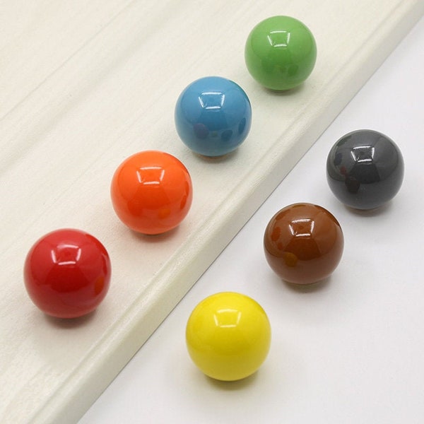 Round Ceramic Cabinet Knobs Colorful Dresser Knob,Pure color ball knob,Colorful ball pull,Wardrobe Pull,Modern Cabinet Hardware,ceramic knob