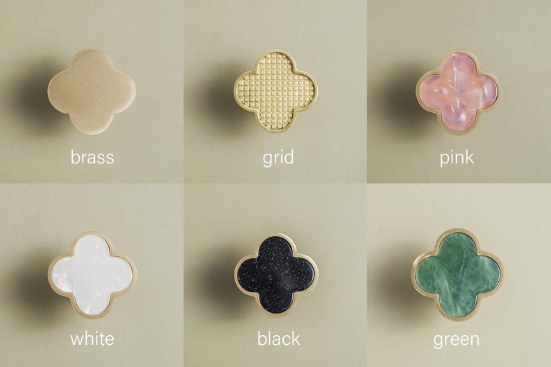 Clover brass knobs and Pulls/Nature shell Drawer Knobs/ Cowhide Clove Cabinet Pulls/Wardrobe Pull/offices Knob /cafes Knob /restaurant Knob image 2