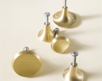 Solid Brass Geometric Round Knobs/Concave round solid brass knob /Cabinet Pulls/Wardrobe Pull /offices Knob /cafes Knob /Dresser knob