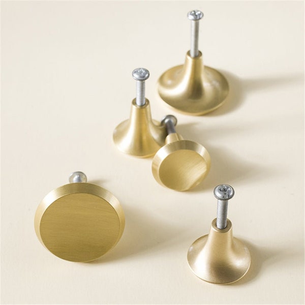 Solid Brass Geometric Round Knobs/Concave round solid brass knob /Cabinet Pulls/Wardrobe Pull /offices Knob /cafes Knob /Dresser knob