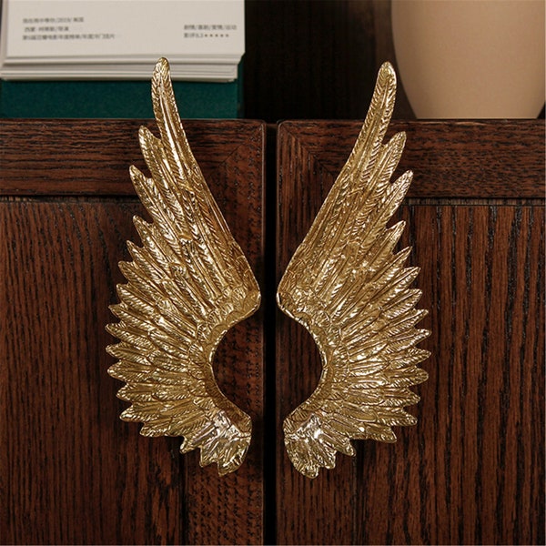 Retro European style brass wings wardrobe pulls/cupboard shoe cabinet door handle/ Pairs of Wings Luxury Drawer Knobs/Home Cabinet Pulls