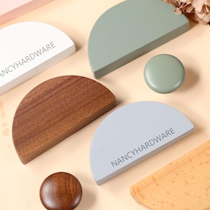 Semicircle wooden handles,Solid wood wardrobe drawer pulls,Custom Engraved Half moon cabinet handles,Round knobs door Pulls,Kitchen pulls