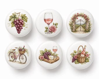 Napa Vineyard Ceramic Dresser Knobs/Rose Drawer knobs/Grape Wine Kitchen handles/Nursery room Handles/Club Door Cabinet Pulls/Wardrobe Pulls
