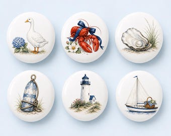 Coastal Lighthouse Ceramic Drawer Knobs/Sailboat Wardrobe Pulls/Pearl oyster Cabinet Door Pulls/Nursery room Handles/Home Dresser Knobs