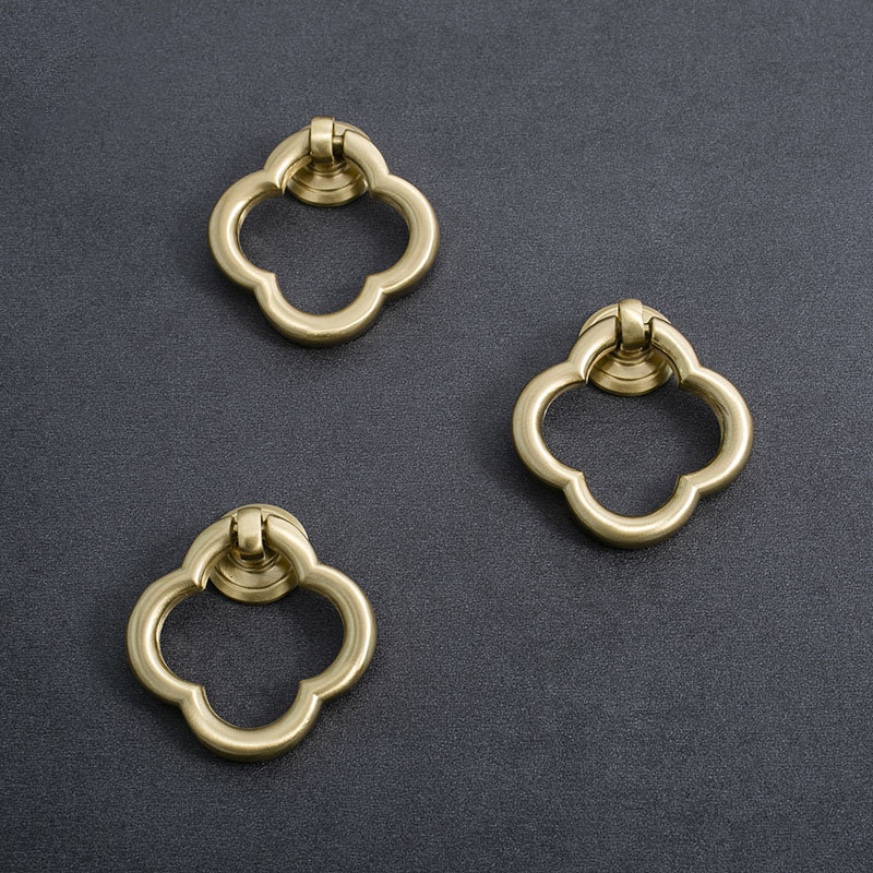 Fourleaf clover gold ring pull/Drawer Knob Drop Ring Pulls Etsy
