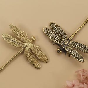 Dragonfly antique brass knobs/Drawer Cabinet Pulls/Custom Engraved Wardrobe Pulls/Solid Brass door Cupboard knobs/Silver dragonfly handles