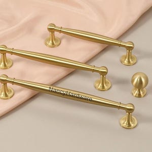 Solid Brass cabinet handle French modern minimalist drawer wardrobe door pull Custom Engraved Brushed Closet Handles Round ball dresser knob