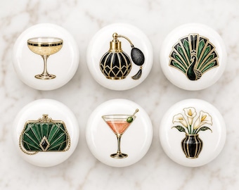 Art deco Ceramic Dresser Knobs/Society Cocktail Drawer knob/Nursery room Handles/Door Cabinet Pulls/Kitchen handles/Perfume Wardrobe Pulls