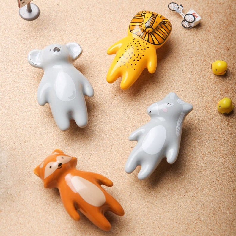 Ceramics Drawer Knobs for kids/ animals children Drawer Pulls for nursery/Cabinet Pulls/Wardrobe Pull/cute animals  Knob /restaurant  Knob 