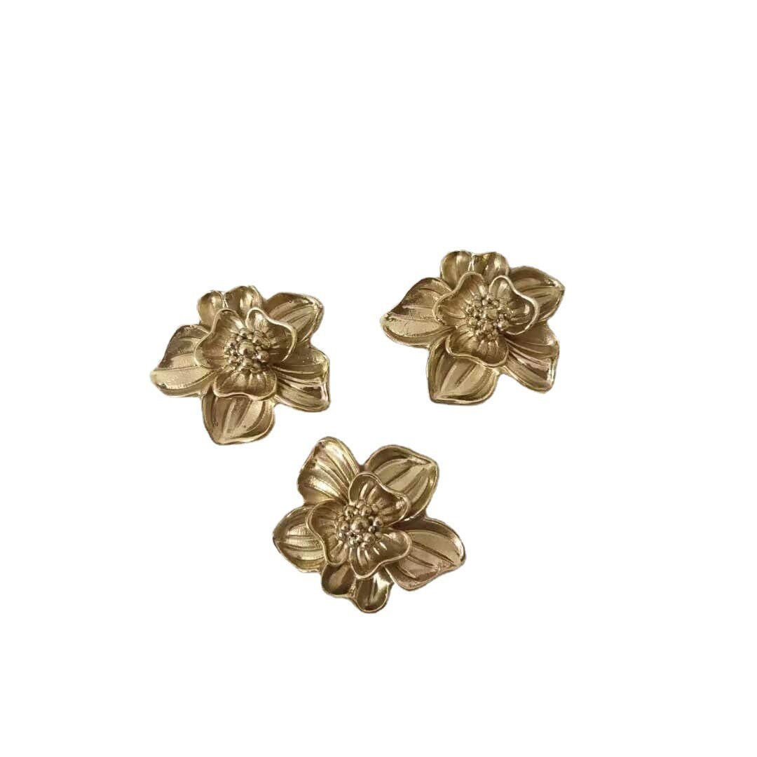 Brass Flower Knobs and Pulls/retro Flower Drawer Etsy