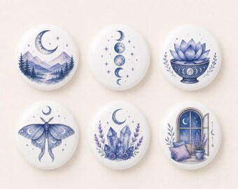 Indigo Moon Ceramic Drawer Knobs/Meditation Wardrobe knob/Butterfly Cabinet Door Pulls/Mountain Children room Handles/Home Dresser Knob