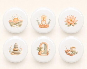Ceramiczne gałki do szuflad Sunrise Shavasana/Gałka do szafy Lotus/Uchwyty do szafek z kamienia układanego/Uchwyty do pokoju dziecięcego/Gałka do komody domowej