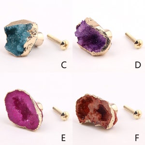 Crystal edging gold one-hole home knobs/Unique crystal Drawer Pulls /Cabinet Pulls/Wardrobe Pull/Irregular crystal Knob image 5