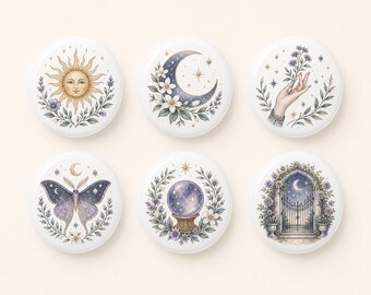 Celestial Ceramic Drawer Knobs/Tarot Cabinet knob/Wardrobe Door Pulls/Garden Flower Children room Handles/Sun Moon Home Dresser Knob