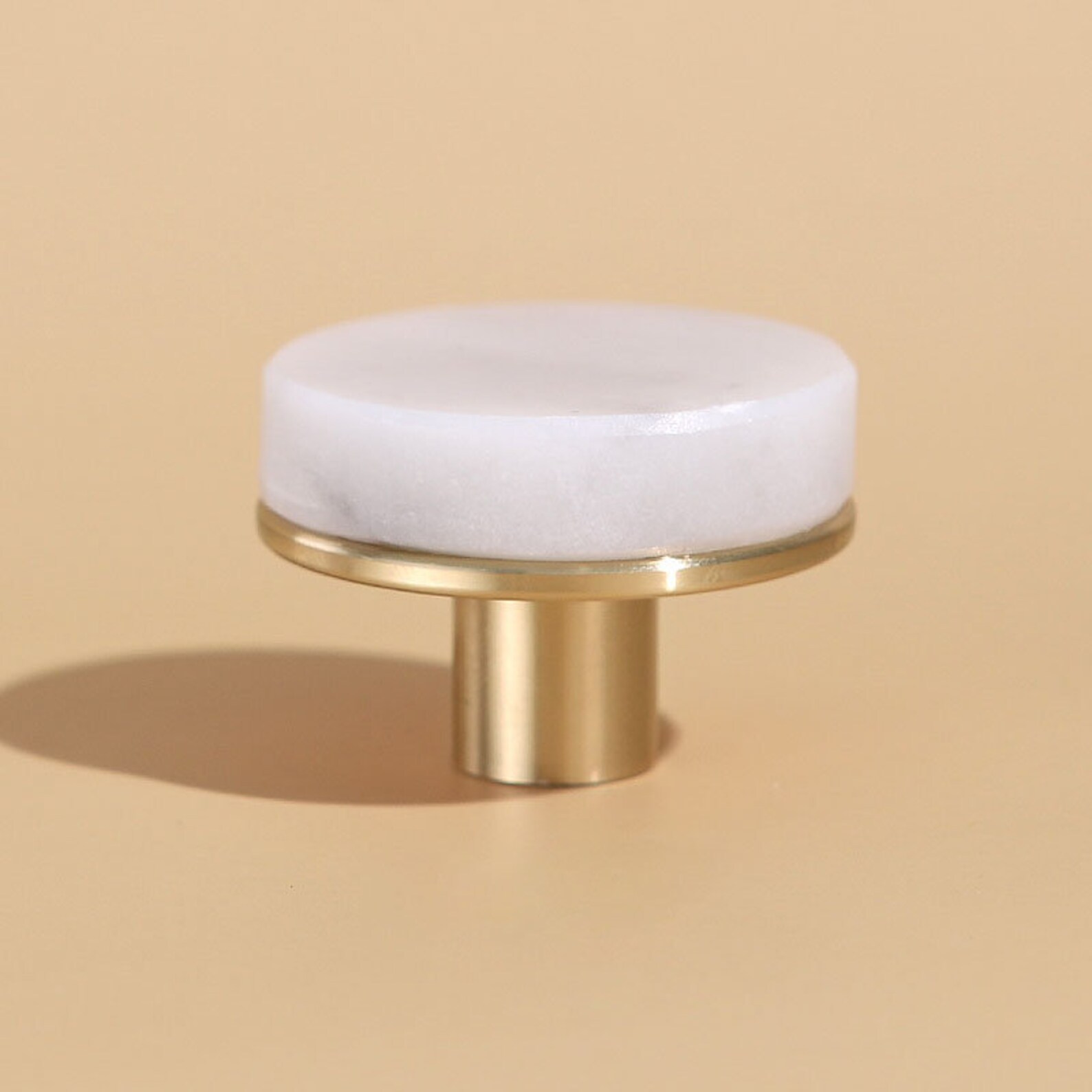 Natural Marble Knobs Nordic Luxury Brass Knob /modern White Etsy