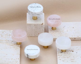 Turquoise crystal round dresser knobs/Natural stone brass Drawer Knob/Custom Engraved Cabinet Pulls/Wardrobe Door Pull Knobs/Kitchen handles