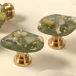 Glass Green knobs and Pulls/Mini compact Cabinet Pulls/Wardrobe Pull/Irregular Drawer handles/Cupboard Knobs/Door Pulls/Dresser Handles image 4