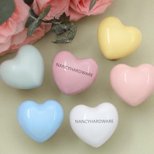 Heart Ceramic knobs/Ceramic Drawer Knobs for kids/Custom Engraved children room Drawer Pulls/Cabinet Wardrobe Pulls/Nursery dresser  knobs