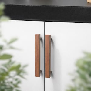 Solid Wood Kirsite Drawer Pull Knob/Modern Cupboard Handle/Custom Engraved Flat Dresser knob/Cabinet Wardrobe Pull/ Walnut door pulls