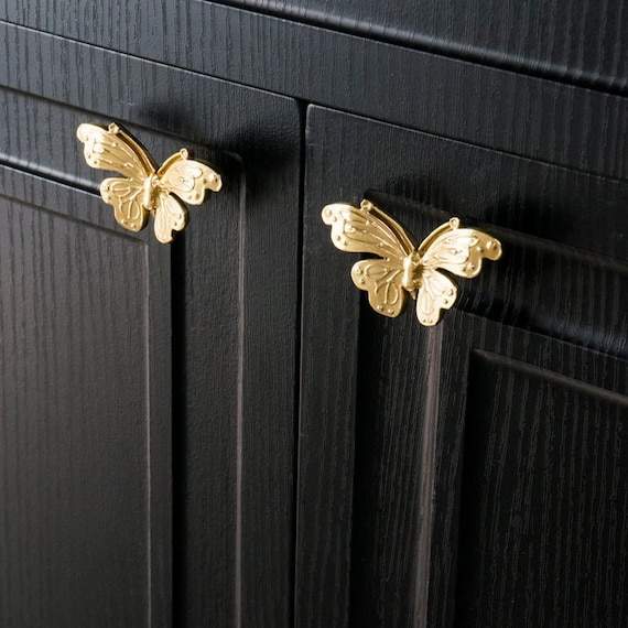 Solid Brass Butterfly Knobs and Pulls/ Drawer Etsy