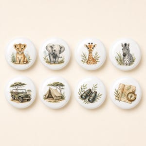 Safari Expedition Ceramic Dresser Knobs/Animal Drawer knobs/Kid room Nursery Handles/Club Telescope Door Cabinet Pulls/Home Wardrobe handles