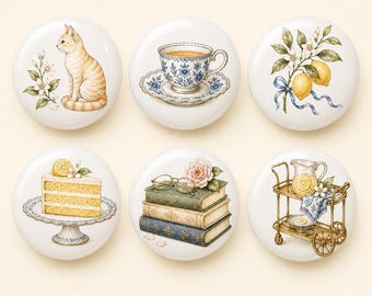 Keramik-Schubladenknöpfe mit Zitronenkuchen- und Teemotiven / Kleiderschrankgriffe mit literarischen Büchern / Kommodenknöpfe / Schranktürgriffe mit Blumenmotiven / Griffe für Kinderzimmer