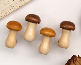 Mushroom wood Dresser knob/Drawer pull for Nursery/Cabinet Handle/Solid Wood Wardrobe Door Pull/Kitchen decorative Knobs/Cupboard Handles
